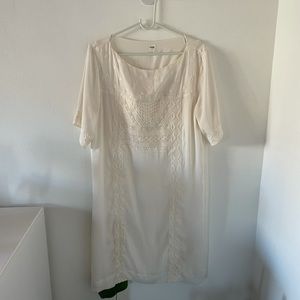 Gap Cream Embroidered Midi Dress